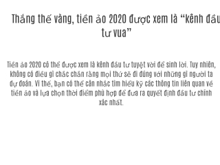 Thắng thế vàng, tiền ảo 2020 được xem là “kênh đầu tư vua”