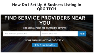 How do i set up a business listing in QRG Tech