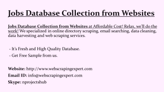 Jobs Database Collection from Websites