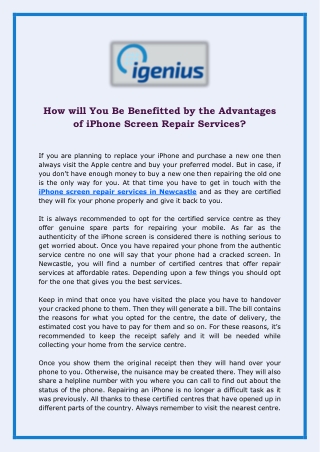 How will You Be Benefitted by the Advantages of iPhone Screen Repair Services?