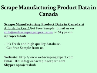 Scrape Manufacturing Product Data in Canada