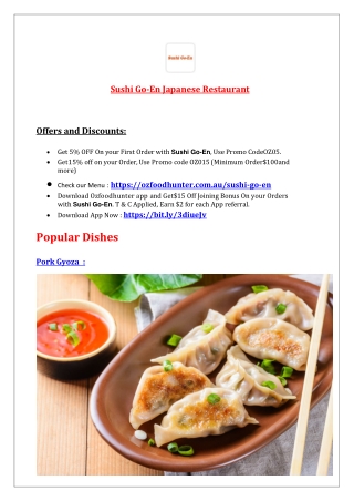 5% Off - Sushi Go-En Menu  - Salisbury Takeaway, Qld
