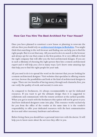How Can You Hire The Best Architect For Your House?