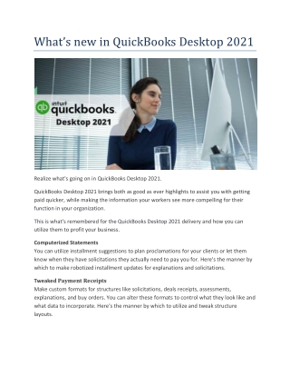What’s new in QuickBooks Desktop 2021
