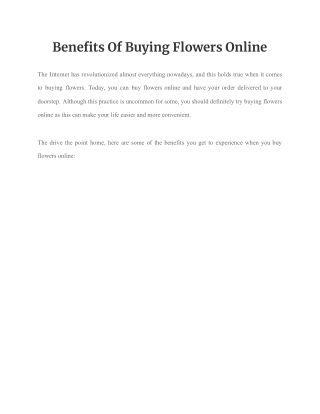 What are the Benefits Of Buying Flowers Online?