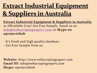 Extract Industrial Equipment & Suppliers in Australia