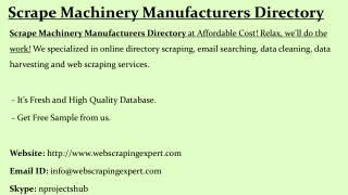 Scrape Machinery Manufacturers Directory