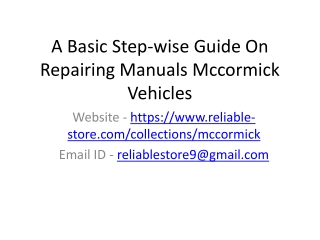 A basic step-wise guide on repairing manuals Mccormick vehicles