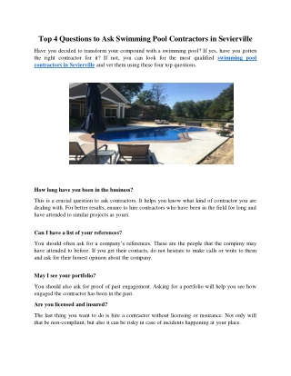 Top 4 Questions to Ask Swimming Pool Contractors in Sevierville