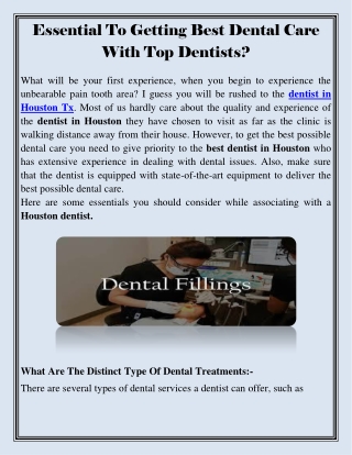 Essential To Getting Best Dental Care With Top Dentists?