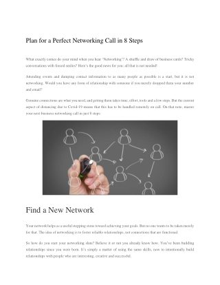 Plan for a Perfect Networking Call in 8 Steps