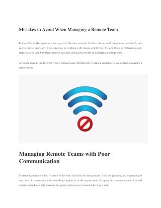 Mistakes to Avoid When Managing a Remote Team