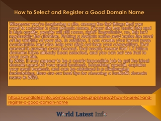 How to Select and Register a Good Domain Name