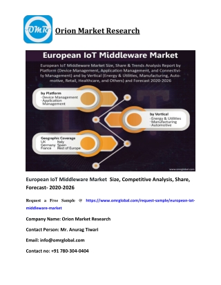 European IoT Middleware Market  Size, Competitive Analysis, Share, Forecast- 2020-2026