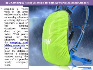 Top 3 Camping & Hiking Essentials for both New and Seasoned Campers