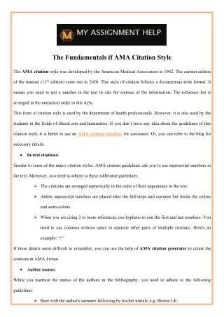 The Fundamentals if AMA Citation Style