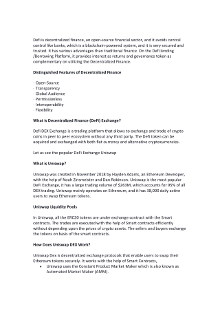 How Does DeFi Exchange Uniswap Works?