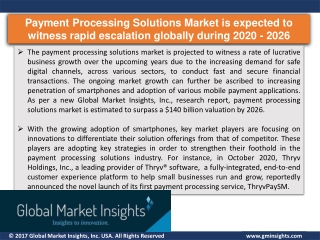 Payment Processing Solutions Market Study by Application, Segmentation and Regional Outlook to 2026