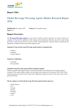 Beverage Flavoring Agents Market Research Report 2020