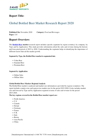 Bottled Beer Market Research Report 2020