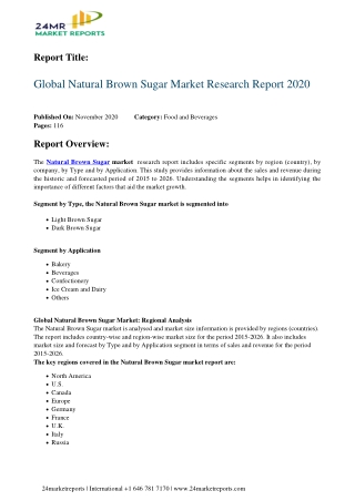 Natural Brown Sugar Market Research Report 2020