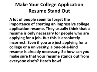 Make Your College Application Resume Stand Out