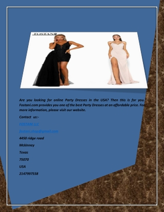 Party Dresses Online Usa | Fostani.com