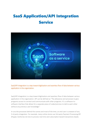 SaaS Application/API Integration service in NYC & NJ, USA