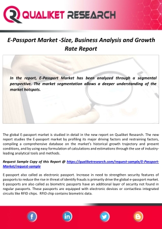 E-Passport Market Size, Growth Analysis, Demand and Forecast Report by 2027