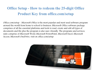 Office Setup - How to redeem the 25-digit Office Product Key from office.com/setup