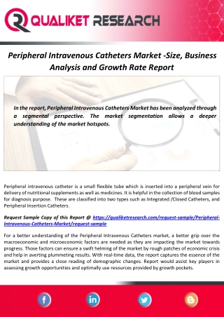 Peripheral Intravenous Catheters Market Size and Forecast Report by 2027