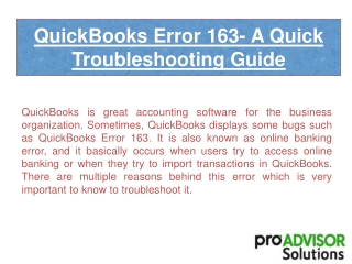 QuickBooks Error 163- A Quick Troubleshooting Guide