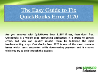 The Easy Guide to Fix QuickBooks Error 3120