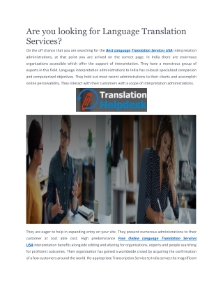 Best In-house Translation Department Usa | Translation Helpdesk