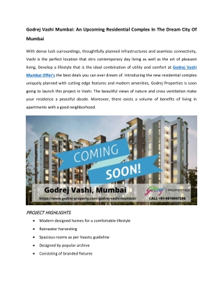 Godrej Vashi New Township In Mumbai Offers