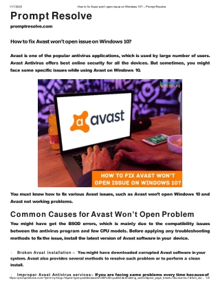 How to fix Avast won’t open issue on Windows 10?