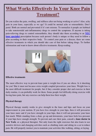 What Works Effectively In Your Knee Pain Treatment?