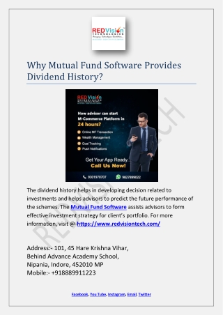 Why Mutual Fund Software Provides Dividend History?