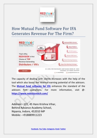 How Mutual Fund Software For IFA Generates Revenue For The Firm?