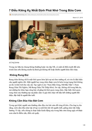 7 Điều Kiêng Kỵ Nhất Định Phải Nhớ Trong Bữa Cơm