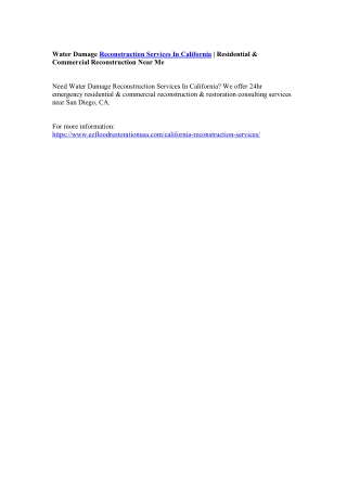 Water Damage Reconstruction Services In California | Residential & Commercial Reconstruction Near Me