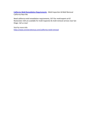 California Mold Remediation Requirements - Mold Inspection & Mold Removal California Near Me