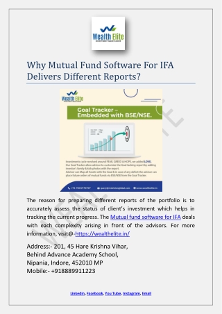 Why Mutual Fund Software For IFA Delivers Different Reports?