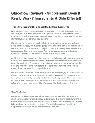 Glucoflow Reviews
