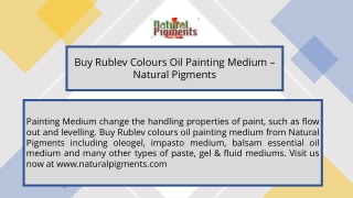 Buy Rublev Colours Oil Painting Medium – Natural Pigments