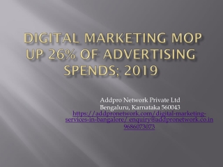 Digital marketing mop up 26% of advertising spends; 2019