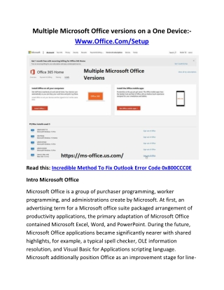 Multiple Microsoft Office versions on a One Device:- Www.Office.Com/Setup