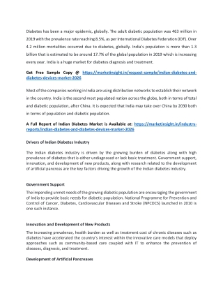 Indian Diabetes Care Market Growth, Trends Analysis & Forecast to 2026