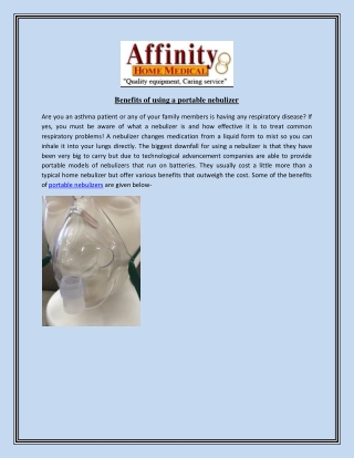 Benefits of using a portable nebulizer
