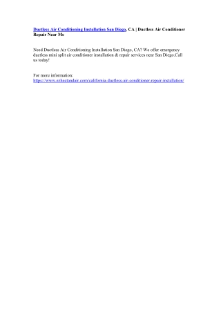 Ductless Air Conditioning Installation San Diego, CA | Ductless Air Conditioner Repair Near Me